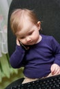 Baby girl call center Royalty Free Stock Photo