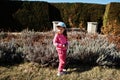 Baby girl in cap at Lednice park, Czech Republic