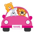 Baby girl. car animals Royalty Free Stock Photo