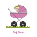 Baby girl in carriage Royalty Free Stock Photo