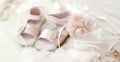 Baby girl christening shoes and headband