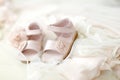 Baby girl christening shoes and headband