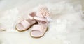 Baby girl christening shoes and headband