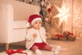 Baby girl with Christmas decor Royalty Free Stock Photo