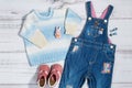 Baby girl clothes collection Royalty Free Stock Photo