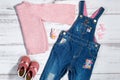 Baby girl clothes collection Royalty Free Stock Photo