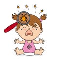 Baby girl crying because she has lice Royalty Free Stock Photo