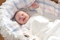 Baby girl crying in her crib Royalty Free Stock Photo