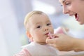 Baby girl eating lunch Royalty Free Stock Photo