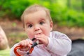 Baby girl eating quickdraw Royalty Free Stock Photo