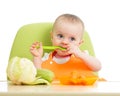 Baby girl eating vegetables Royalty Free Stock Photo