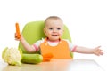 Baby girl eating vegetables Royalty Free Stock Photo