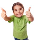 Baby girl emotions raised her thumbs up smiling Royalty Free Stock Photo