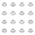 Baby girl face emotion line icons set Royalty Free Stock Photo