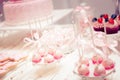 Baby girl first birthday party - stylish table set Royalty Free Stock Photo