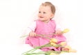 Baby girl with flowers Royalty Free Stock Photo