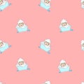 Baby-girl in foam seamless pattern