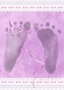 Baby Girl Footprint and lace border Royalty Free Stock Photo