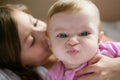 Baby girl with funny expression in face Royalty Free Stock Photo