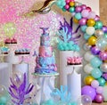 Baby girl genuine birthday cake, sea life theme Royalty Free Stock Photo