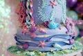 baby girl genuine birthday cake, sea life theme Royalty Free Stock Photo