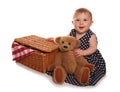 Baby girl having a teddy bears picnic Royalty Free Stock Photo