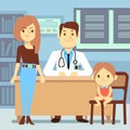 Baby girl and her mother visiting pediatrician - kids medicine concept