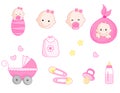 Baby girl icon set