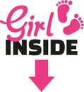 Baby girl inside with footprint