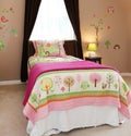 Baby girl kids bedroom with pink bed