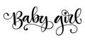 Baby girl logo quote. Baby shower hand drawn modern brush calligraphy phrase