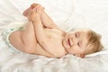 Baby girl lying in pampers Royalty Free Stock Photo