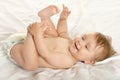 Baby girl lying in pampers Royalty Free Stock Photo