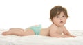 Baby girl lying in pampers Royalty Free Stock Photo