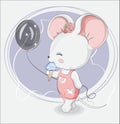 Baby girl mouse with ice cream Royalty Free Stock Photo