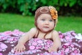 Baby girl outside in a handmade Royalty Free Stock Photo