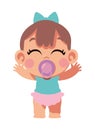 baby girl with pacifier illustration