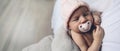 Baby girl with pacifier sleeping Royalty Free Stock Photo