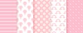 Baby girl pastel patterns. Pink seamless backgrounds. Vector illustration Royalty Free Stock Photo