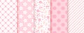 Baby girl pastel patterns. Pink seamless backgrounds. Vector illustration Royalty Free Stock Photo