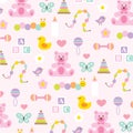 Baby girl pattern on pink Royalty Free Stock Photo