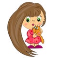 Baby girl with pet. kid with cat Royalty Free Stock Photo