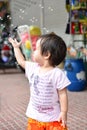 Baby girl play soap bubble Royalty Free Stock Photo