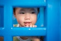 Baby girl playing on playground