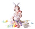 Baby girl in a rabbit hat Royalty Free Stock Photo