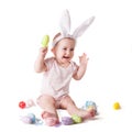 Baby girl in a rabbit hat Royalty Free Stock Photo