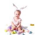 Baby girl in a rabbit hat Royalty Free Stock Photo