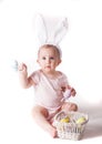 Baby girl in a rabbit hat Royalty Free Stock Photo