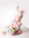 Baby girl in a rabbit hat Royalty Free Stock Photo