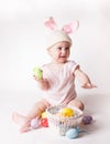 Baby girl in a rabbit hat Royalty Free Stock Photo